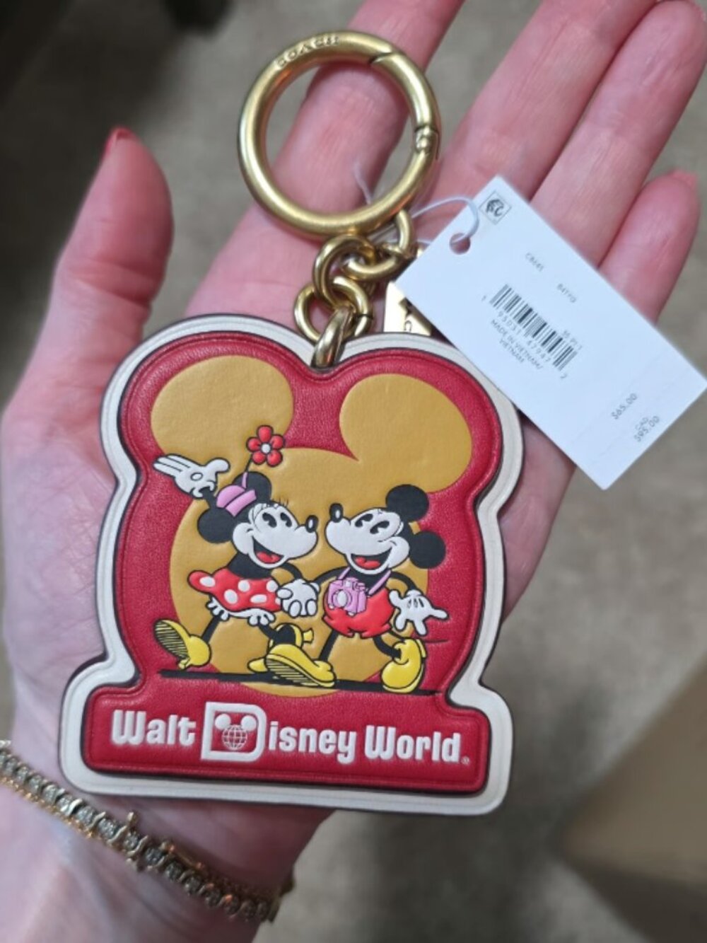 Disney Parks X Coach Leather Bag Charm Key Chain ORG $65 NWT